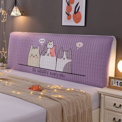 Cartoon Bed Headboard Slipcover for Kid Room, Quilted Old Bed Headboard Cover Dustproof Protector Cover for Queen King Full Twin Cal King Size-Cats||Twin:100cm/39in