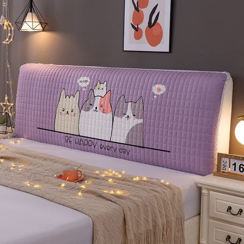 Cartoon Bed Headboard Slipcover for Kid Room, Quilted Old Bed Headboard Cover Dustproof Protector Cover for Queen King Full Twin Cal King Size-Cats||Twin:100cm/39in
