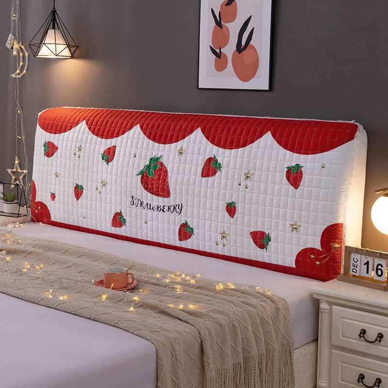 Cartoon Bed Headboard Slipcover for Kid Room, Quilted Old Bed Headboard Cover Dustproof Protector Cover for Queen King Full Twin Cal King Size-Strawberry||220cm/86in