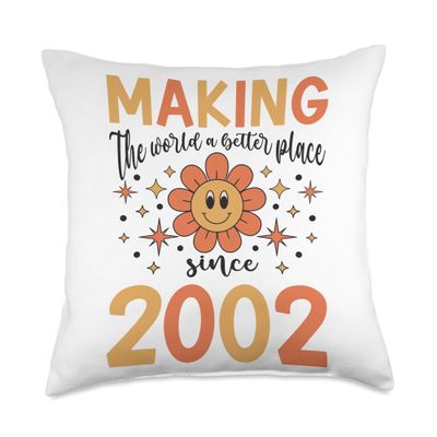 21 Birthday Making the world a better place since 2002 Throw Pillow