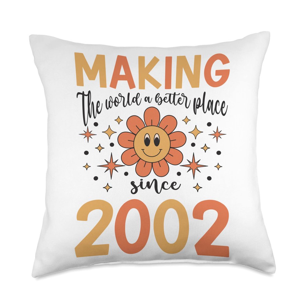21 Birthday Making the world a better place since 2002 Throw Pillow