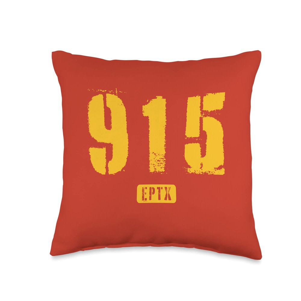 915 EPTX El Paso TX Rough Stencil Design Throw Pillow