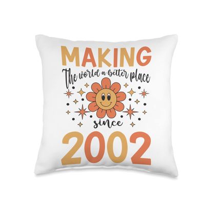 21 Birthday Making the world a better place since 2002 Throw Pillow