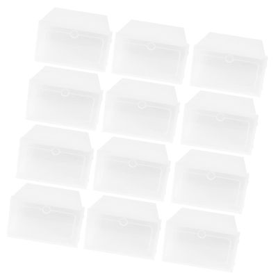 12PCS Box containers with lids closet organizer Shoes Storage Bin storage cubes shoe organizer for closet Shoe Container storage bins with lids white clamshell shoe box thicken