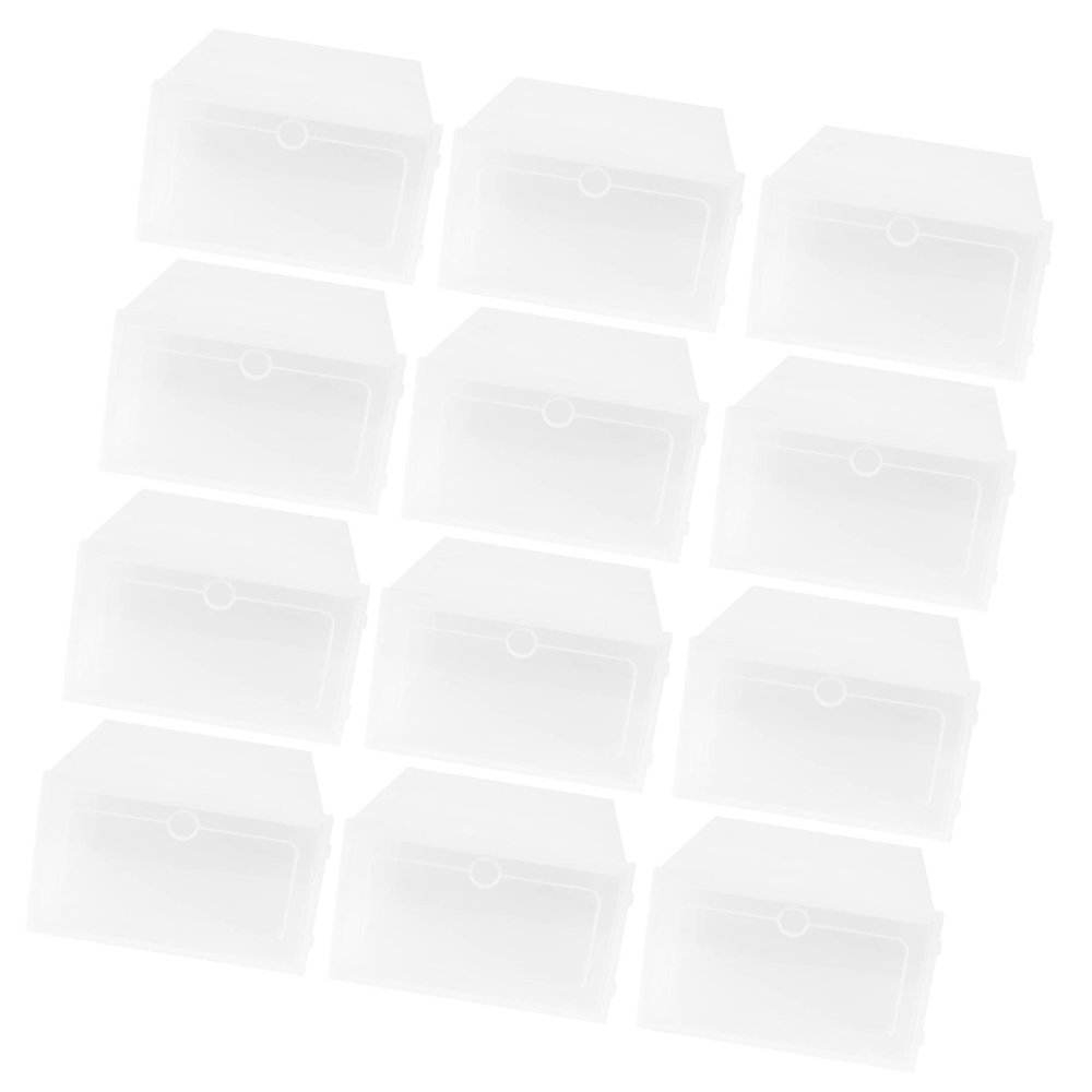 12PCS Box containers with lids closet organizer Shoes Storage Bin storage cubes shoe organizer for closet Shoe Container storage bins with lids white clamshell shoe box thicken