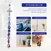 LUCKBOOSTIUM Evil Eye Cross with 7 Chakra Hanging Charm and Gemstones - Evil Eye Keychain for Divine Protection, Decorative Spiritual Car Rear View Mirror Accessories, Purse, Home and Office Ornaments view 3