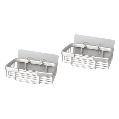 2pcs Box Antirust Dispensers -Punching Soap Dish Stickers Soap Mounted Bathroom Soap Organizer Aluminum