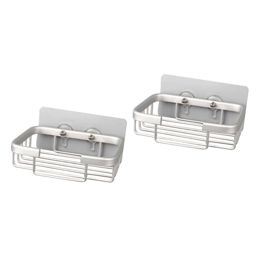 2pcs Box Antirust Dispensers -Punching Soap Dish Stickers Soap Mounted Bathroom Soap Organizer Aluminum