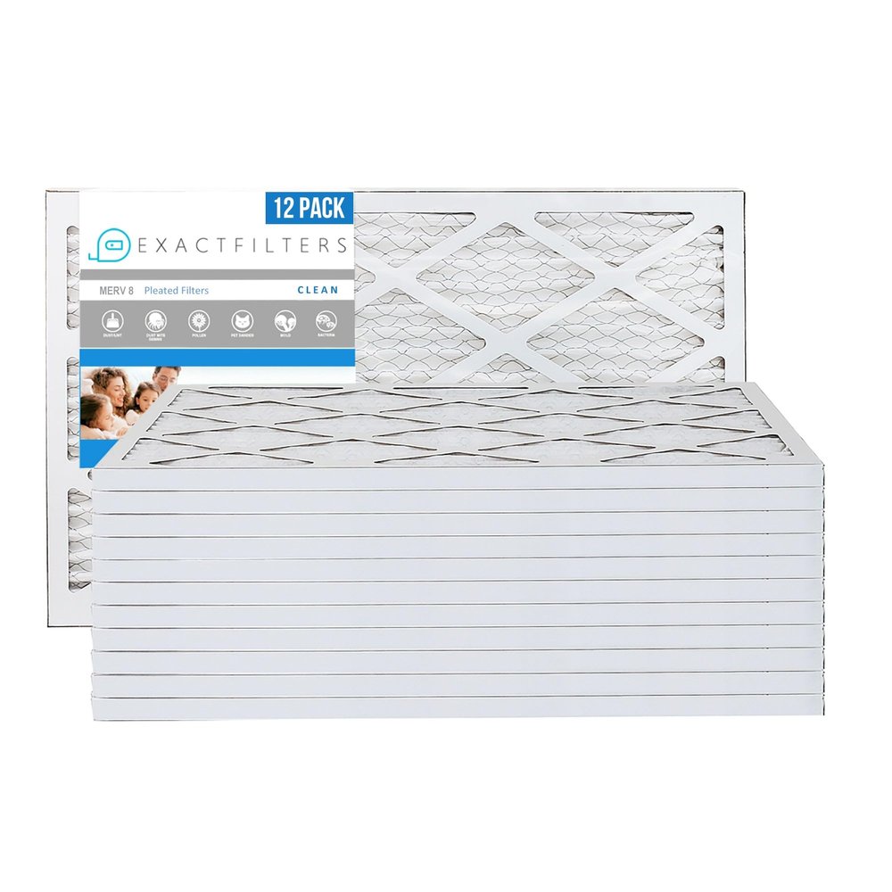 Exact Filters 18x14-3/8x1 Air Filter MERV 8 (12-Pack), Pleated HVAC AC Furnace Air Filters Replacement