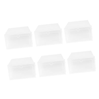 6PCS Box storage cubes container with lid storage bins closet organizer containers with lids clear container clear plastic organizer bins shoe clamshell sneaker box white