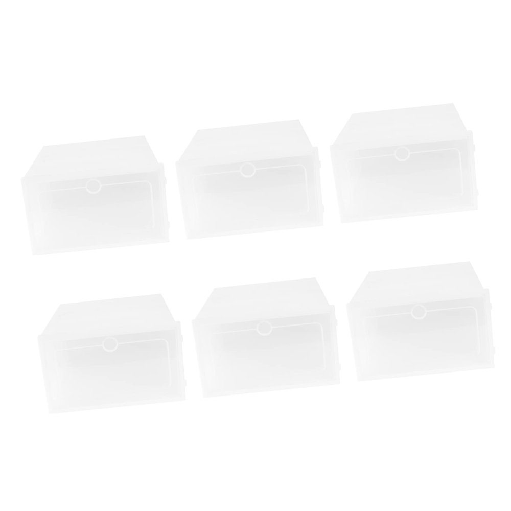 6PCS Box storage cubes container with lid storage bins closet organizer containers with lids clear container clear plastic organizer bins shoe clamshell sneaker box white