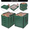 ProPik Christmas Ornament Storage Boxes with Dividers - 5 Separate Trays - Ornament Holder - Keeps 100 Holiday Ornaments - Durable Carrying Bag Handles Organizer Storage Box (Green) view 2