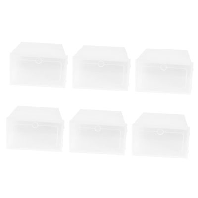 6PCS Box shoe container storage cubes Stackable Shoe Racks shoe organizer for closet Shoes Storage Bin storage bins plastic to go containers white fold clamshell shoe box