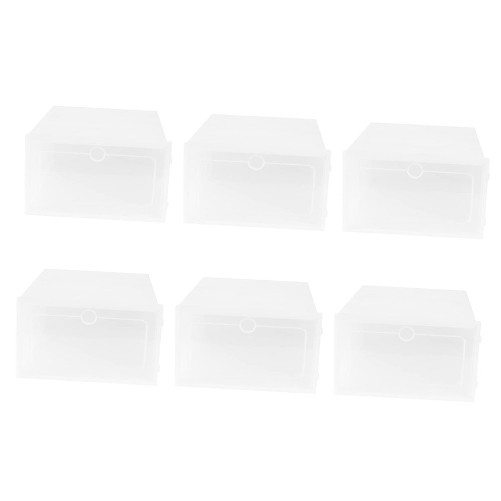 6PCS Box shoe container storage cubes Stackable Shoe Racks shoe organizer for closet Shoes Storage Bin storage bins plastic to go containers white fold clamshell shoe box