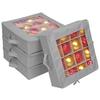 ProPik 4 Pcs Christmas Ornament Storage Boxes with Dividers, Transparent Top Zipper Closure, 4 Individual Ornament Holder Trays, Keeps 64 Holiday Ornaments, Ornament Organizer Storage Box (Gray) view 1