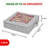 ProPik 4 Pcs Christmas Ornament Storage Boxes with Dividers, Transparent Top Zipper Closure, 4 Individual Ornament Holder Trays, Keeps 64 Holiday Ornaments, Ornament Organizer Storage Box (Gray) view 4