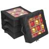 ProPik 4 Pcs Christmas Ornament Storage Boxes with Dividers | 4 Individual Trays Hold 64 Holiday Decoration Balls | Durable Ornaments Organizer Storage Box | Zippered Closure with Handles (Black) view 1