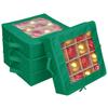 ProPik 4 Pcs Christmas Ornament Storage Boxes with Dividers | 4 Individual Trays Hold 64 Holiday Decoration Balls | Durable Ornaments Organizer Storage Box | Zippered Closure with Handles (Green) view 1