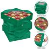 ProPik 4 Pcs Christmas Ornament Storage Boxes with Dividers | 4 Individual Trays Hold 64 Holiday Decoration Balls | Durable Ornaments Organizer Storage Box | Zippered Closure with Handles (Green) view 2