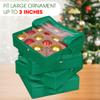 ProPik 4 Pcs Christmas Ornament Storage Boxes with Dividers | 4 Individual Trays Hold 64 Holiday Decoration Balls | Durable Ornaments Organizer Storage Box | Zippered Closure with Handles (Green) view 4