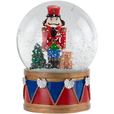 Northlight Christmas Nutcracker with Teddy Bear Musical Water Globe, 6", Red