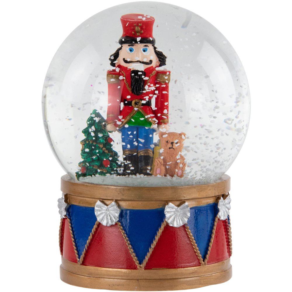 Northlight Christmas Nutcracker with Teddy Bear Musical Water Globe, 6", Red