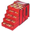 ProPik Christmas Ornament Storage Boxes with Dividers - 5 Separate Trays - Ornament Holder - Keeps 100 Holiday Ornaments - Durable Carrying Bag Handles Organizer Storage Box (Red) view 1