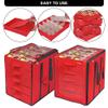 ProPik Christmas Ornament Storage Boxes with Dividers - 5 Separate Trays - Ornament Holder - Keeps 100 Holiday Ornaments - Durable Carrying Bag Handles Organizer Storage Box (Red) view 3