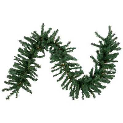 Northlight Pre-Lit Green Artificial Pine Christmas Garland Warm White LED Lights, 9' x 20"