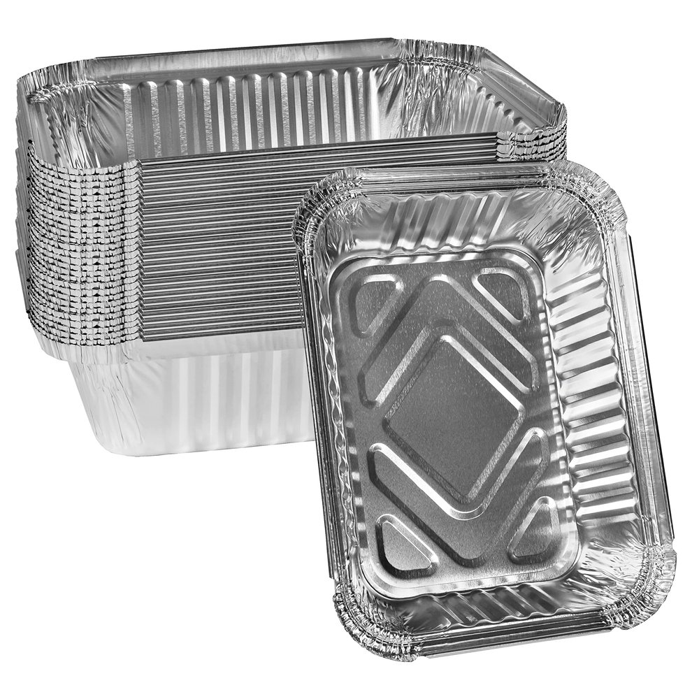 [400 Pack] 1.5 LB Oblong Take Out Foil Baking Pans Shallow - 768 Aluminum Pan for Baking, Roasting, Potluck, Reheating, Catering, Party, BBQ, Baking by EcoQuality