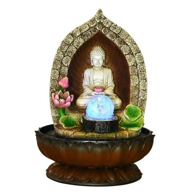 ARZARF Table Top Decoration Running Water Fountain Buddha Statue Waterscape Decoration Tabletop Fountain with Feng Shui Ball