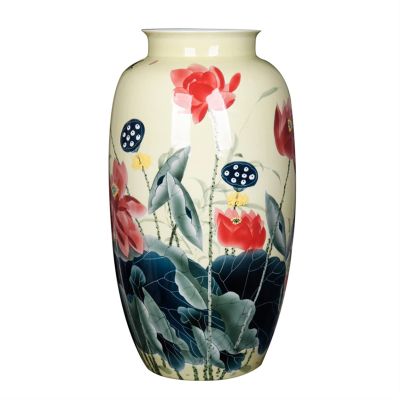 KIZQYN Flower Vase Ceramic Vase 20.4 Inch Large Color Hand-Painted Porcelain Flower Vase New Chinese Style Peony Flowers Decorative Flower Arrangement Vases Vase for Decor