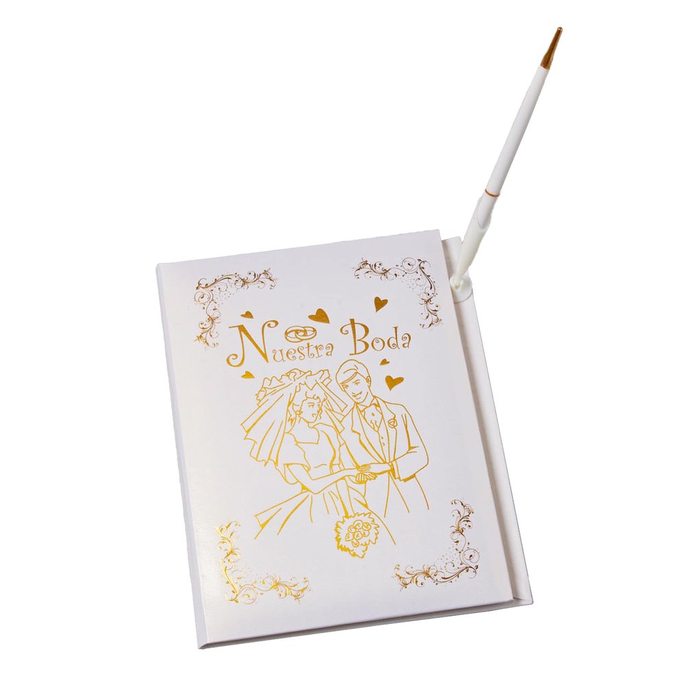 Simply Elegant Pack of 6 Wedding Guest Book in Spanish - 8 x 9.75 Inch, Guest Book with Pen Set, Stand, Party Journal, Durable, Celebratory Book, Party Dcor, Party Supplies