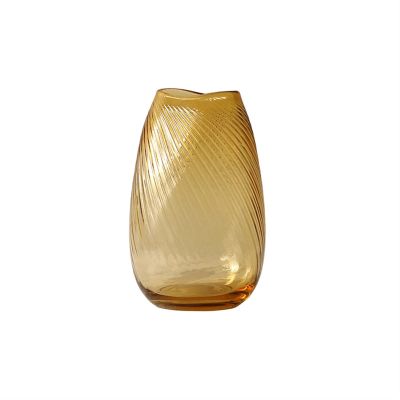 KIZQYN Flower Vase Glass Vase Modern Handmade Art Decorative Flower Vase 11.8 Inch Large Transparent Decor Vases Living Room Bedroom Dining Table Ornament Vase for Decor (Size : Brass)