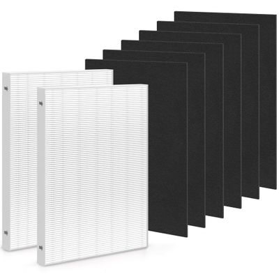 Zouhwaso 2+6 Aera Max 300 HEPA Filter Replacement Compatible with Fellowes AeraMax 290 300 DX95 Air Puri-fier True HEPA Air Filter, Fit AP-300PH HF-300 Part#9287201, 2x H13 HEPA+6x car-bon Pre-Filter