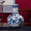 KIZQYN Flower Vase Ceramic Vase 13-inch Large Porcelain Flower Vase Chinese Antique Kowloon Hand-Painted Decor Rough Pottery Vases Bedroom Living Room Decoration Ornament Vase for Decor view 3