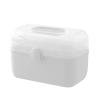 Pilipane First Aid Box, Plastic Removable 3-Tier Fold Tray Pill Case Portable Handled Medicine Storage Organizer Box Empty Tackle Bin for Home School Office, L, White view 1