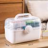 Pilipane First Aid Box, Plastic Removable 3-Tier Fold Tray Pill Case Portable Handled Medicine Storage Organizer Box Empty Tackle Bin for Home School Office, L, White view 2