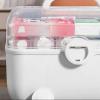 Pilipane First Aid Box, Plastic Removable 3-Tier Fold Tray Pill Case Portable Handled Medicine Storage Organizer Box Empty Tackle Bin for Home School Office, L, White view 3