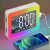 Alarm Clocks for Bedrooms, Mirror Clock with 8 RGB Atmosphere Light, Dual Alarms, 3 Alarm Modes, Snooze, Sleep Aid, Timer, USB Charger, Bedside Digital Alarm Clock for Kids, Adults, Heavy Sleepers view 1