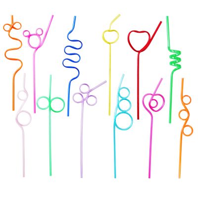 24 Pcs Silly Crazy Straws for Kids Reusable Plastic Loop Curly Crazy Drinking Straws for Classroom Activities Valentines Day Gift Christmas Birthday Wedding Party Supplies Decoration