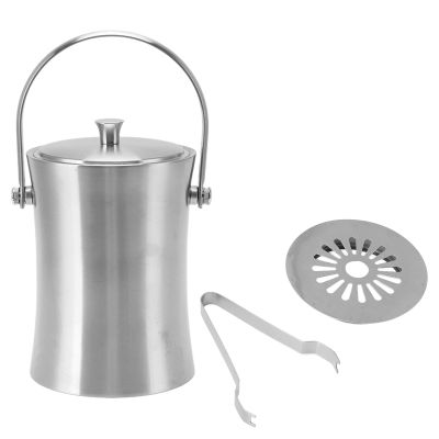 1L Double Wall Bar Ice Bucket with Ice Tongs and Sealing Lid Cover, Stainless Steel Insulated Mini Ice Bucket, Small Ice Bucket for Parties and Cocktail Bar, Bar Ice Bucket Double Wall Ice Bucket