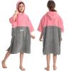 Hiturbo Kids Changing Towel Hoodie: Absorbent Quick Dry Surf Poncho, 3/4 Sleeve Microfiber Bath Towels for Beach Pool (Pink/Gray) view 1