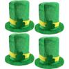 Rcanedny 4 Pack Green St. Patricks Day Hats Flannel Shamrock St Patricks Hat for Adults St. Patrick's Day Party Supplies view 1