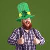 Rcanedny 4 Pack Green St. Patricks Day Hats Flannel Shamrock St Patricks Hat for Adults St. Patrick's Day Party Supplies view 3