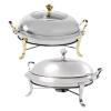 Chafing Dish Buffet Food Servers Warmers Tray Dish with Lid and Chafing Fuel Holder Stainless Steel Round Durable Chafing Dishes for Kitchen Party Dining Hotel Buffet (Gold) view 1