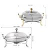 Chafing Dish Buffet Food Servers Warmers Tray Dish with Lid and Chafing Fuel Holder Stainless Steel Round Durable Chafing Dishes for Kitchen Party Dining Hotel Buffet (Gold) view 3