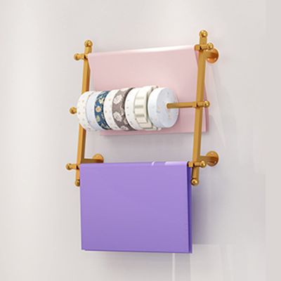 Metal Display Stand Wall Mount, Wallpaper/Scarves/Ribbon/Pants/Blanket/Towel Storage Rack, Organizer Hanging Rack for Clothing Store Living Room (Color : Gold, Size : 60x120cm/23.6x47.2in)