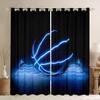 Erosebridal Neon Basketball Curtains & Drapes Sports Gamer Curtains Ball Gaming Blackout Curtains 104Wx96L for Boys Kids Blue Glowing Court Black Out Curtains Black Window Drapes view 1