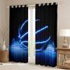 Erosebridal Neon Basketball Curtains & Drapes Sports Gamer Curtains Ball Gaming Blackout Curtains 104Wx96L for Boys Kids Blue Glowing Court Black Out Curtains Black Window Drapes view 2